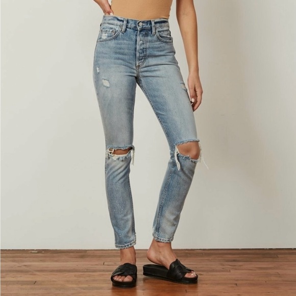 Boyish High Waisted Rigid Skinny Jeans with Distressed Details Size 27 - Picture 1 of 8